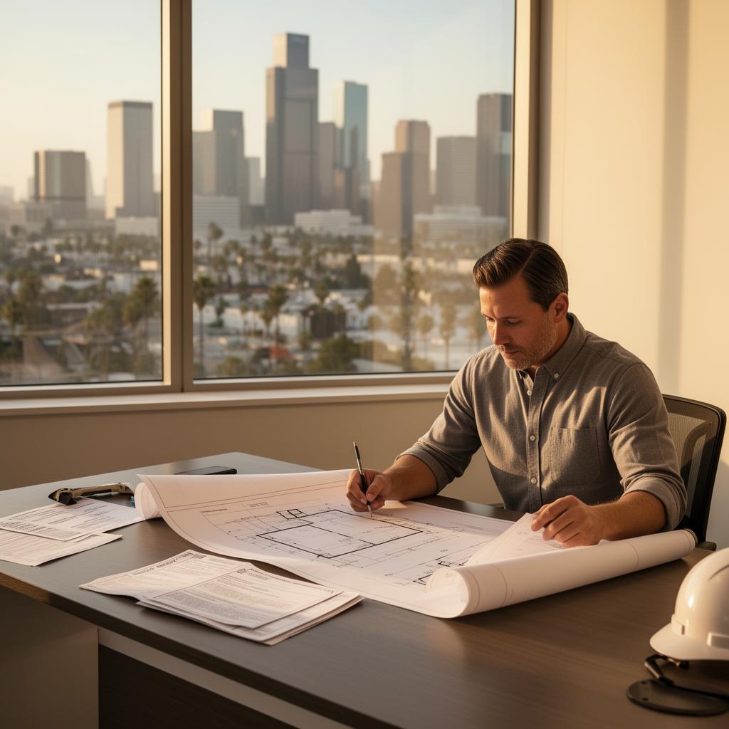 Los Angeles permit expert reviewing construction documents
