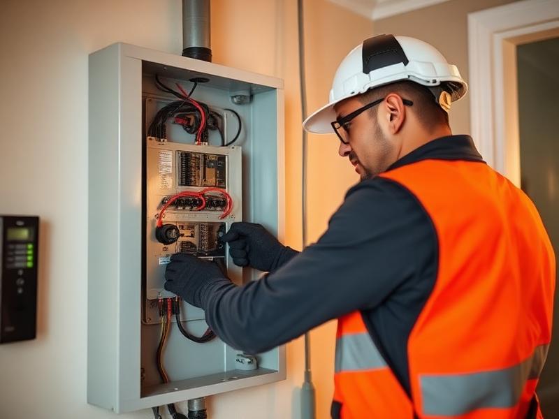 Electrician upgrading electrical panel in a Los Angeles home