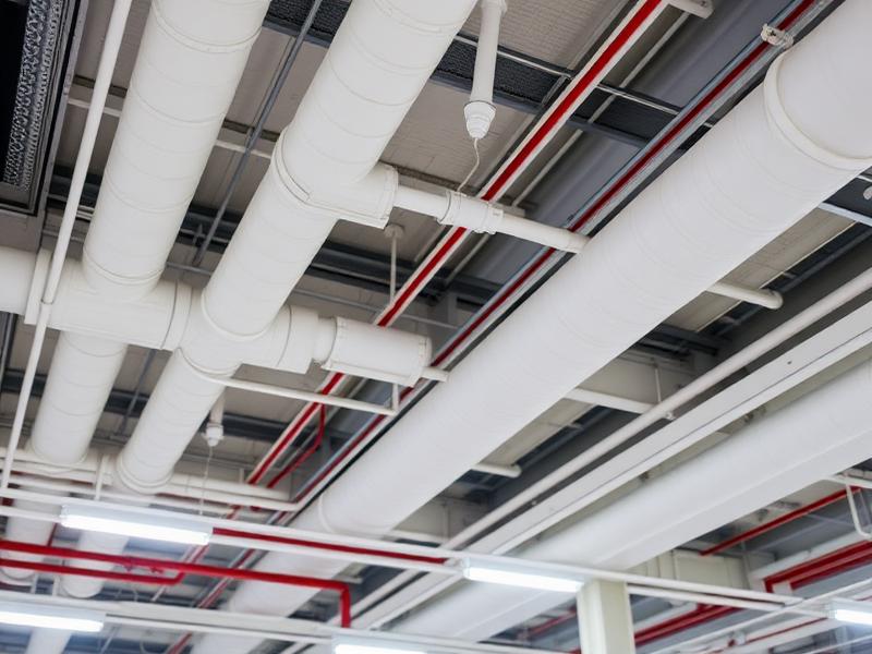 Fire protection sprinkler system installation in a Los Angeles commercial building