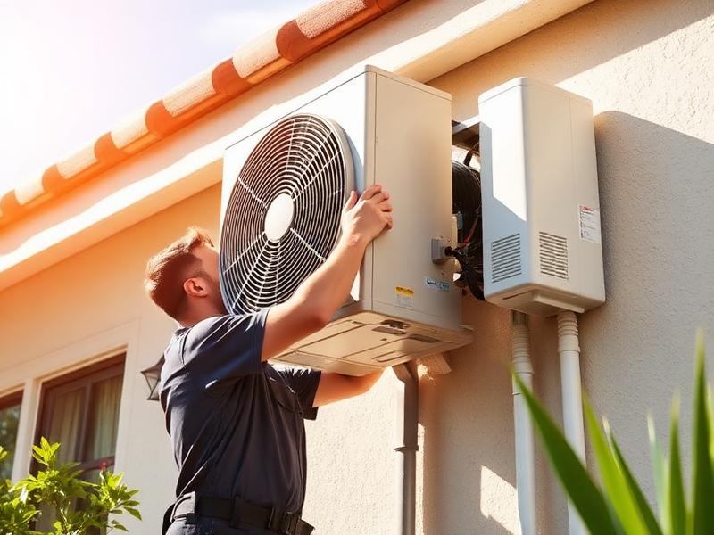HVAC technician installing air conditioning on a Los Angeles home