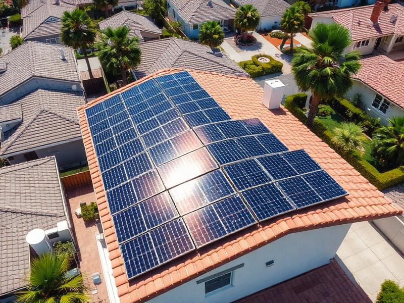 Solar panels on rooftop in Los Angeles